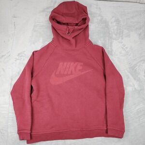 Nike Hoodie Womens Large Red‎ Funnel Neck Fleece Pullover Hike Outdoor Cozy warm